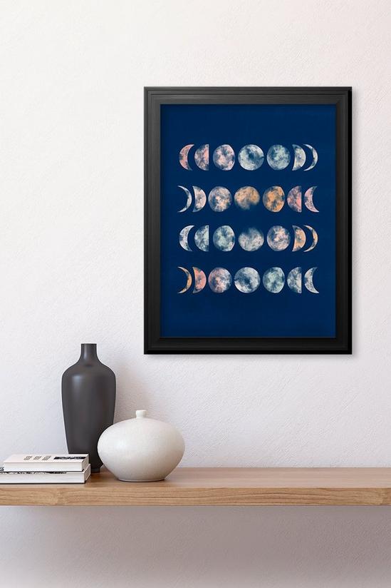 Wee Blue Coo Wall Art Print Lunar Moon Phases Watercolour Premium Black Framed 3