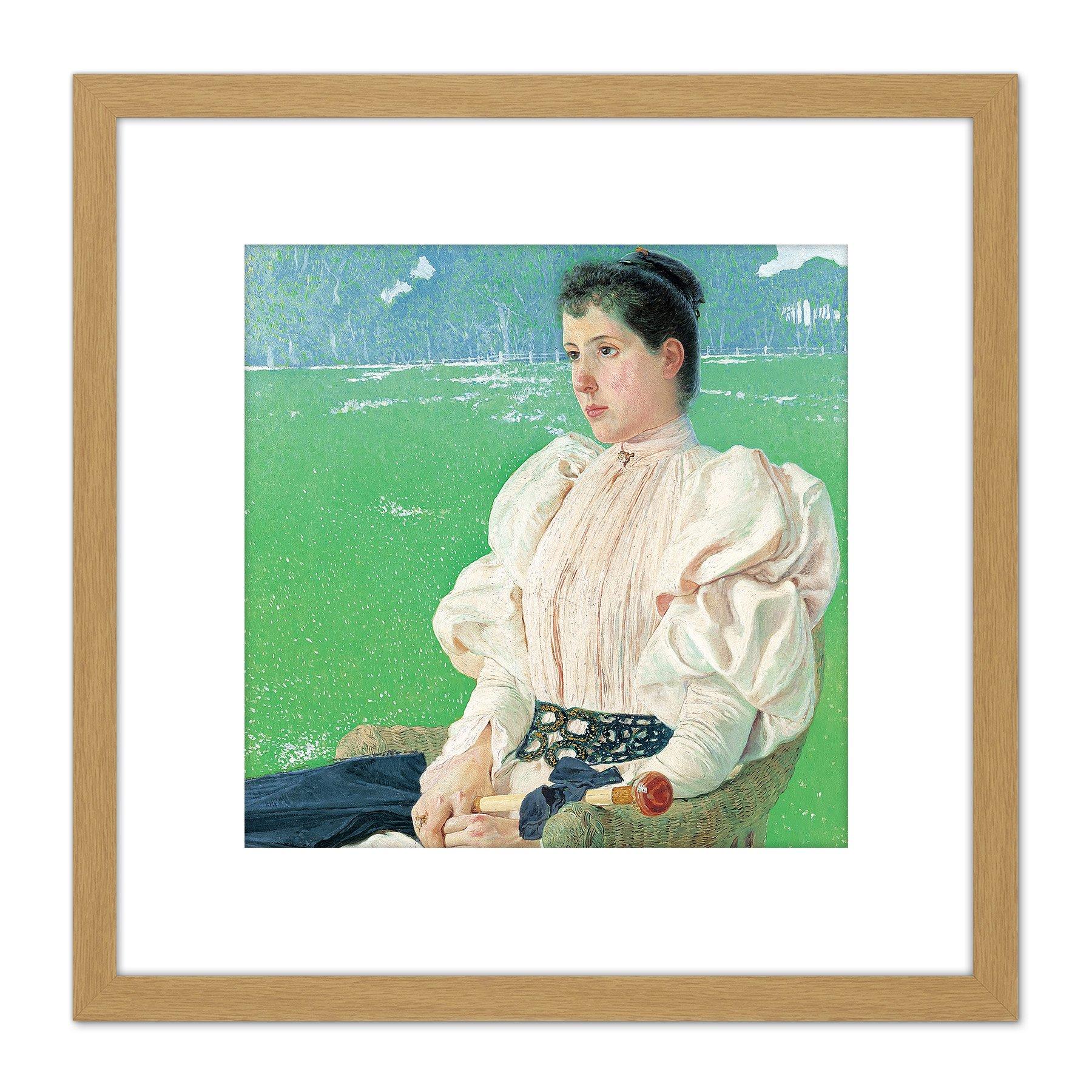 Anselmo Guinea Portrait Of A Lady Painting 8X8 Inch Square Wooden Framed Wall Art Print Picture with Mount
