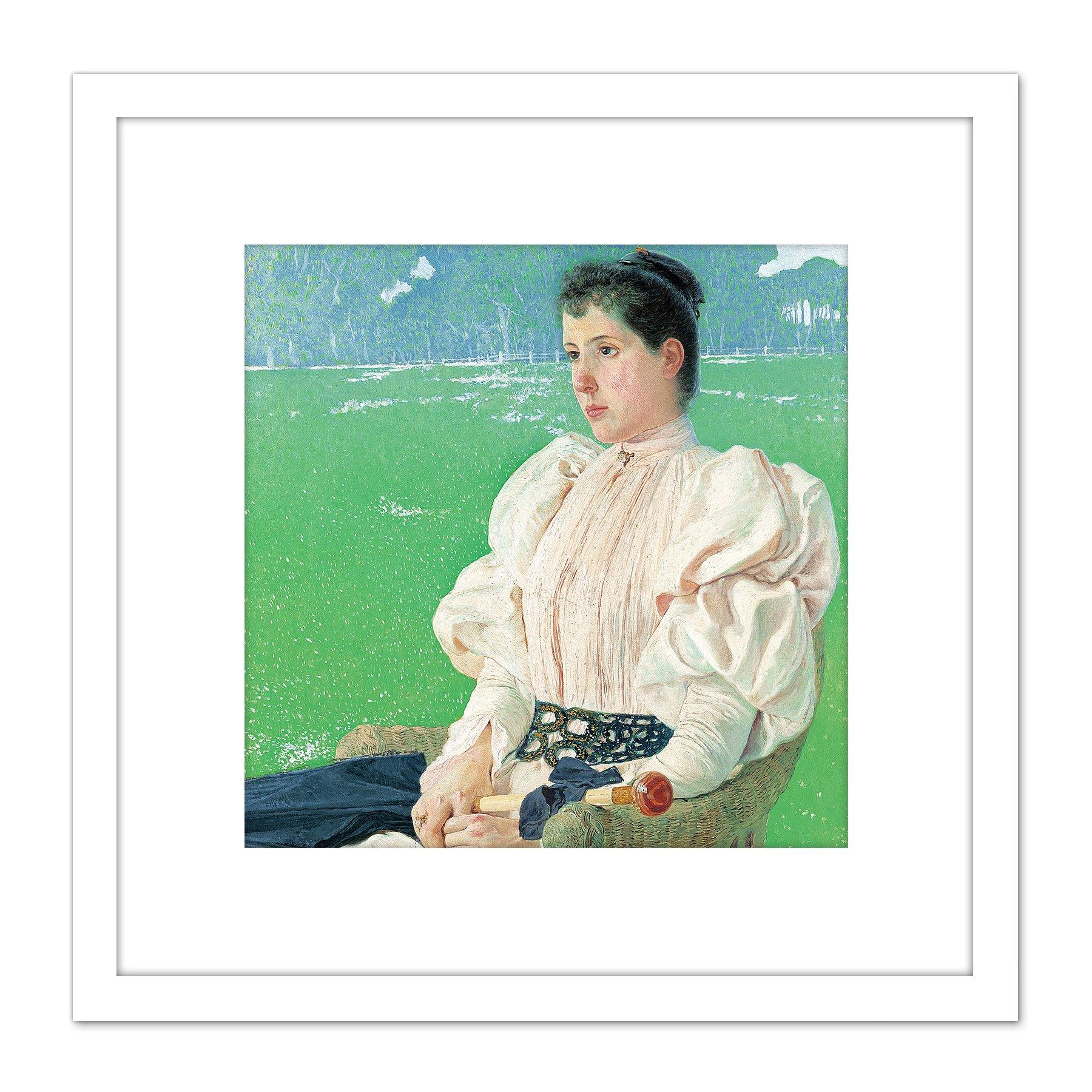 Anselmo Guinea Portrait Of A Lady Painting 8X8 Inch Square Wooden Framed Wall Art Print Picture with Mount