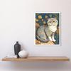 Artery8 Cute Cat with Floral Pattern Fur and Autumn Flower Blooms Art Nouveau Modern Illustration Art Print Framed Poster Wall Decor 12x16 inch thumbnail 2