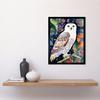 Artery8 Snowy Owl On Blooming Tree Folk Art Art Print Framed Poster Wall Decor 12x16 inch thumbnail 2