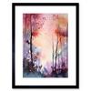 Artery8 Wall Art Print Ethereal Misty Autumn Forest Landscape at Dawn Modern Watercolour Painting Artwork Framed 9X7 Inch thumbnail 1