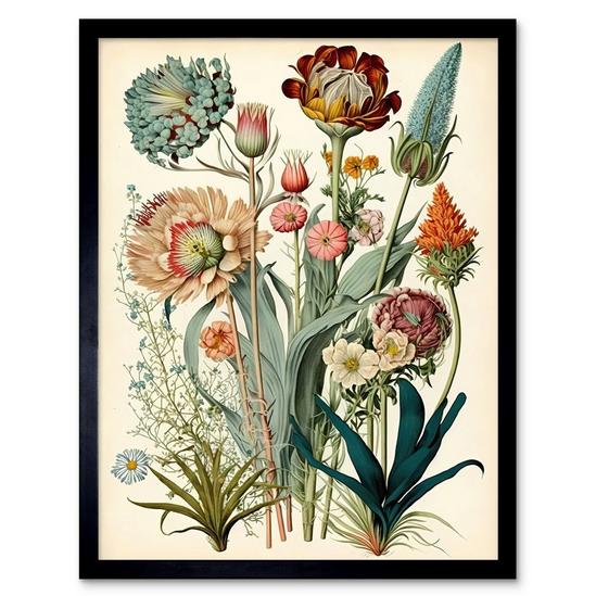 Artery8 Ernst Haeckel Inspired Vintage Botanical Plant Study Modern Watercolour Painting Illustration Art Print Framed Poster Wall Decor 12x16 inch 1