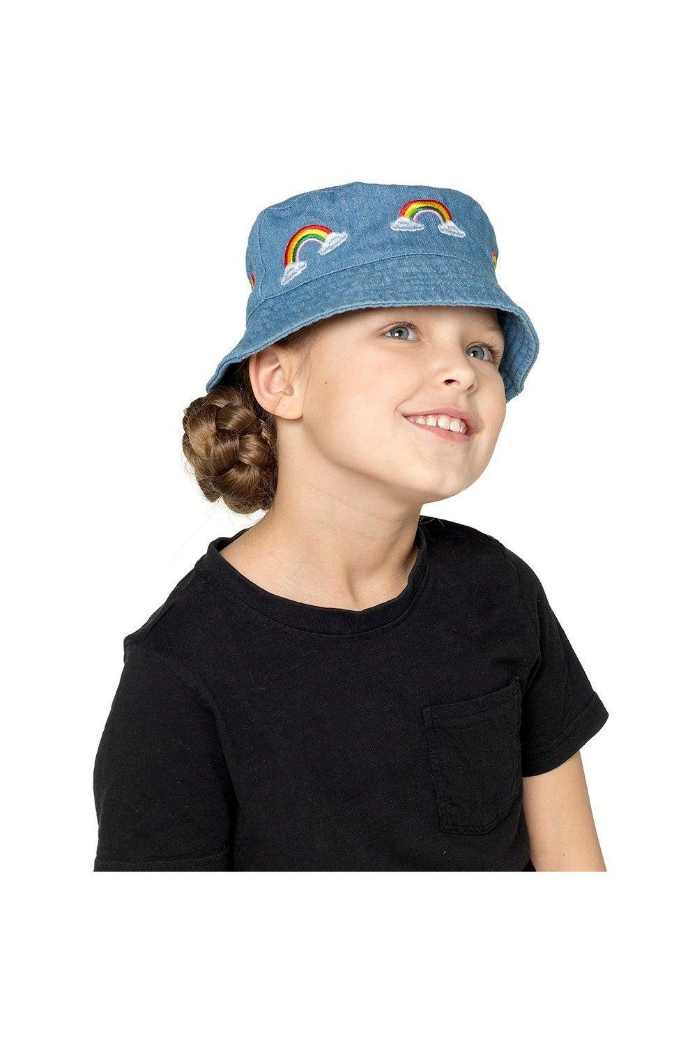 Denim Bucket Hat With Embroidery