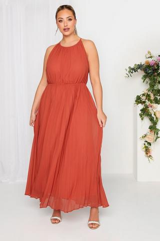 Product Pleated Bridesmaid Maxi Dress Burnt Orange