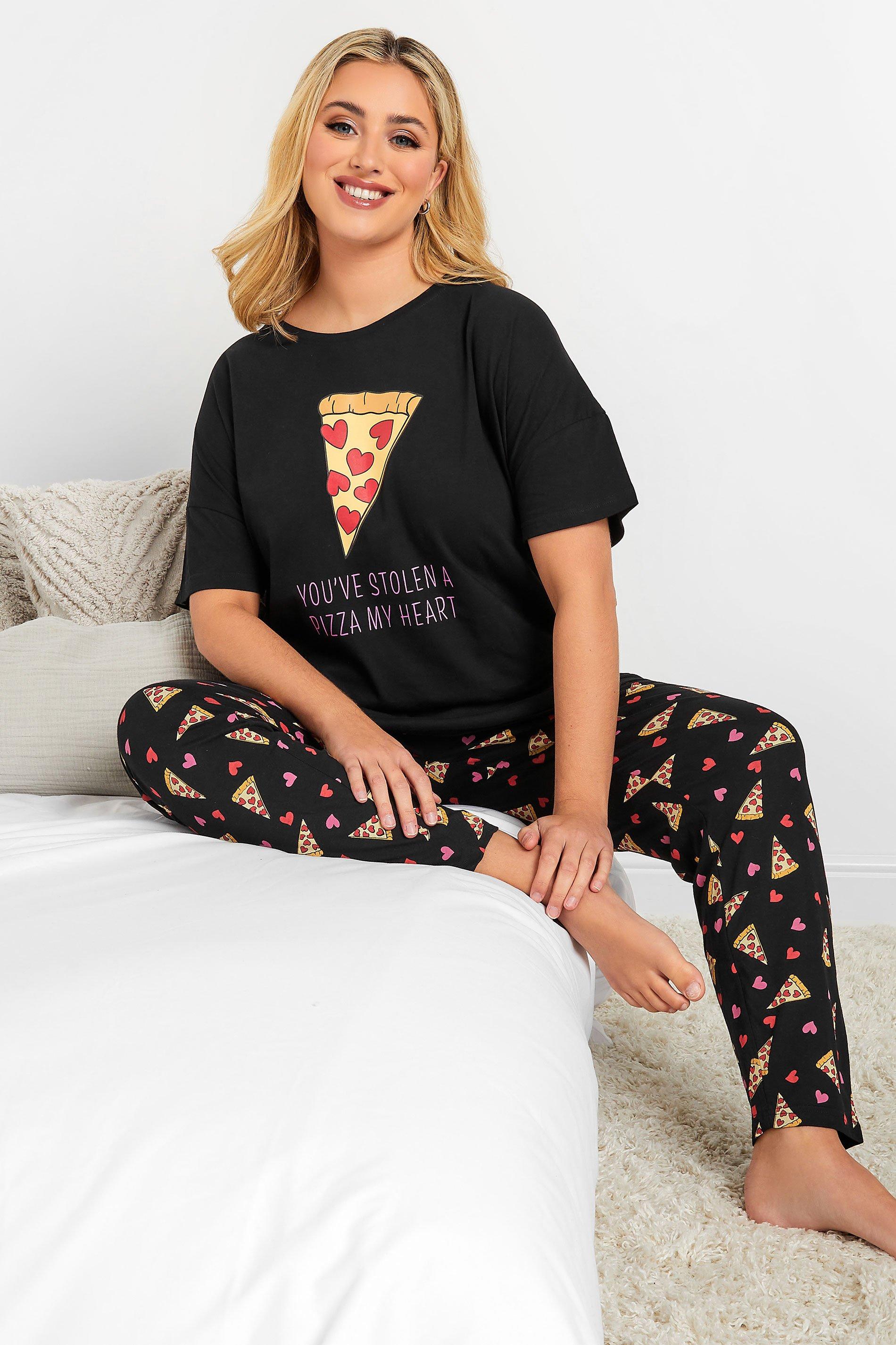 'Pizza My Heart' Printed Tapered Pyjama Set