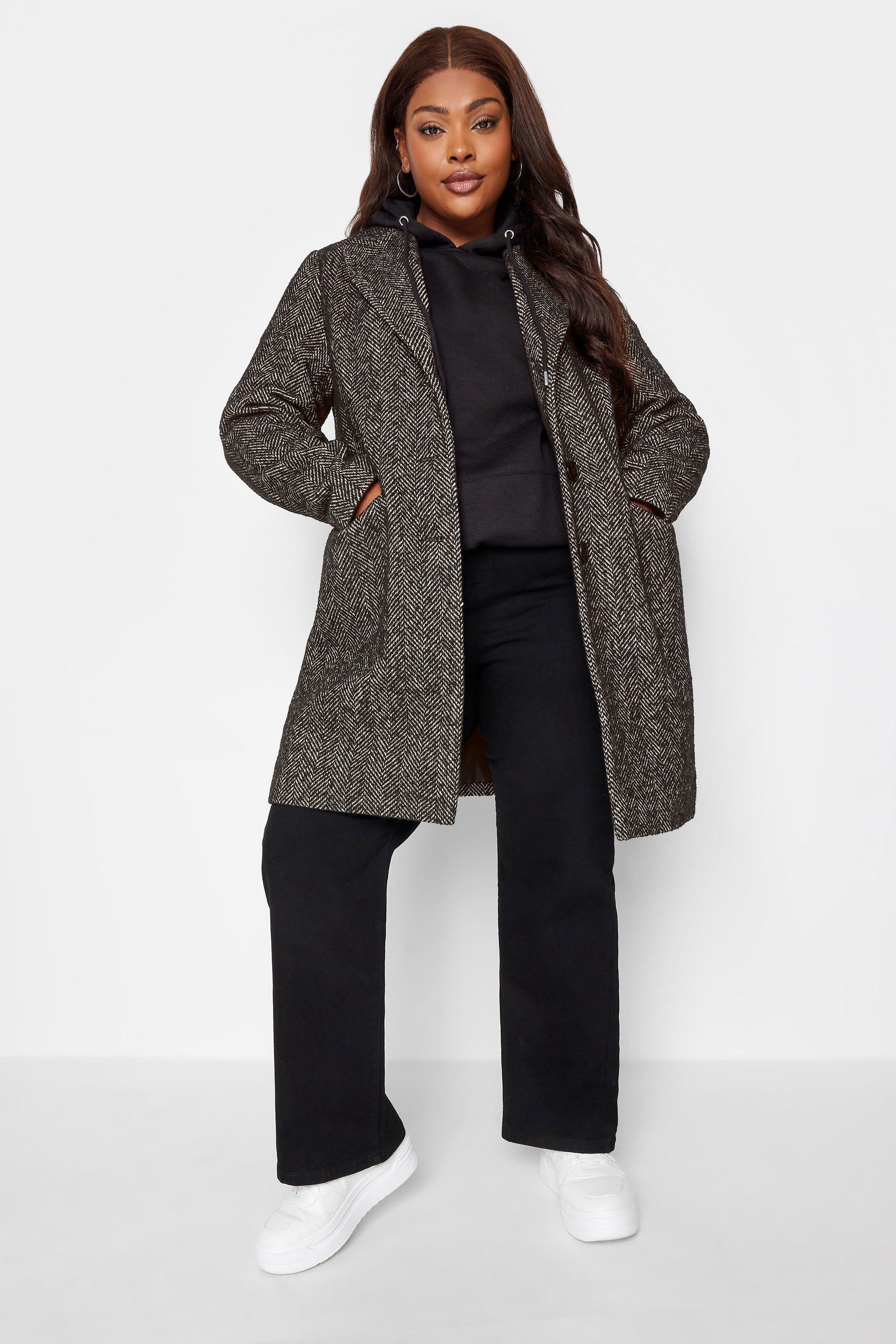 Jackets & Coats | Herringbone Midi Formal Coat | Yours