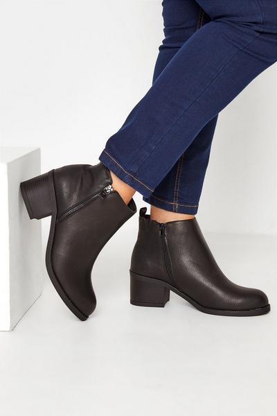 Wide Fit & Extra Wide Fit Side Zip Block Heel Boots