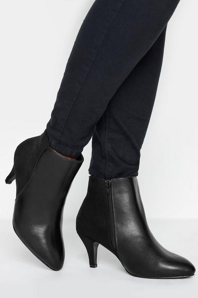 Wide Fit Faux Suede & Leather Contrast Shoe Boots