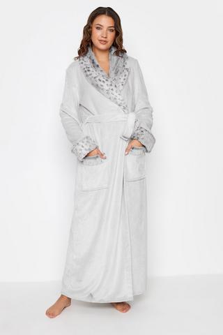 M&Co Grey Soft Touch Shawl Collar Dressing Gown