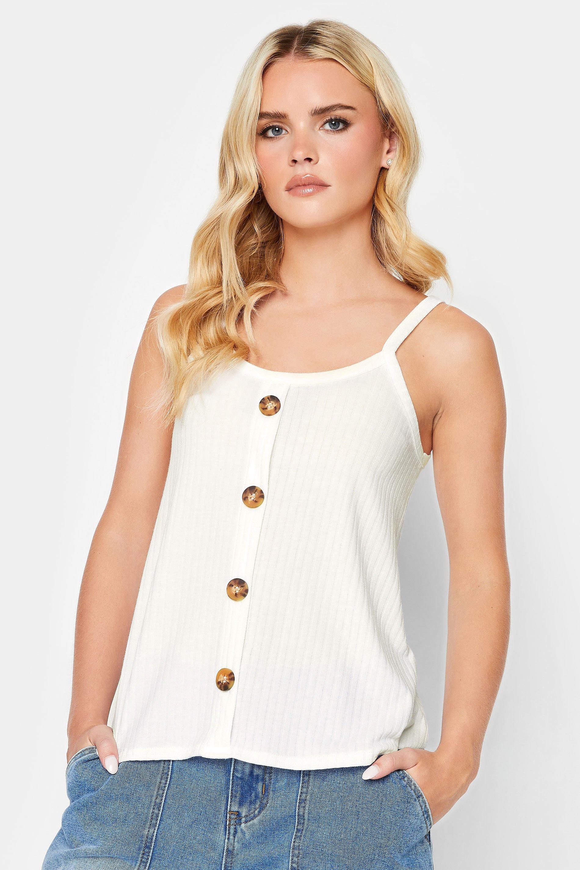 Nude Button Up Tie-Front Strappy Cami Top