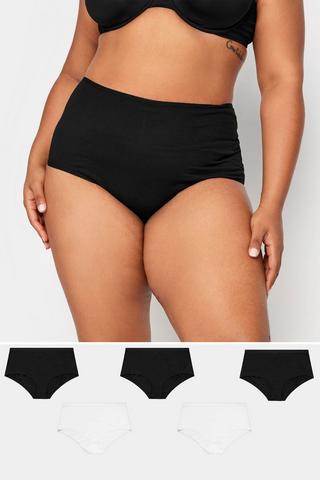 YOURS 5 PACK Plus Size Black & Pink Bow Print High Waisted Full Briefs