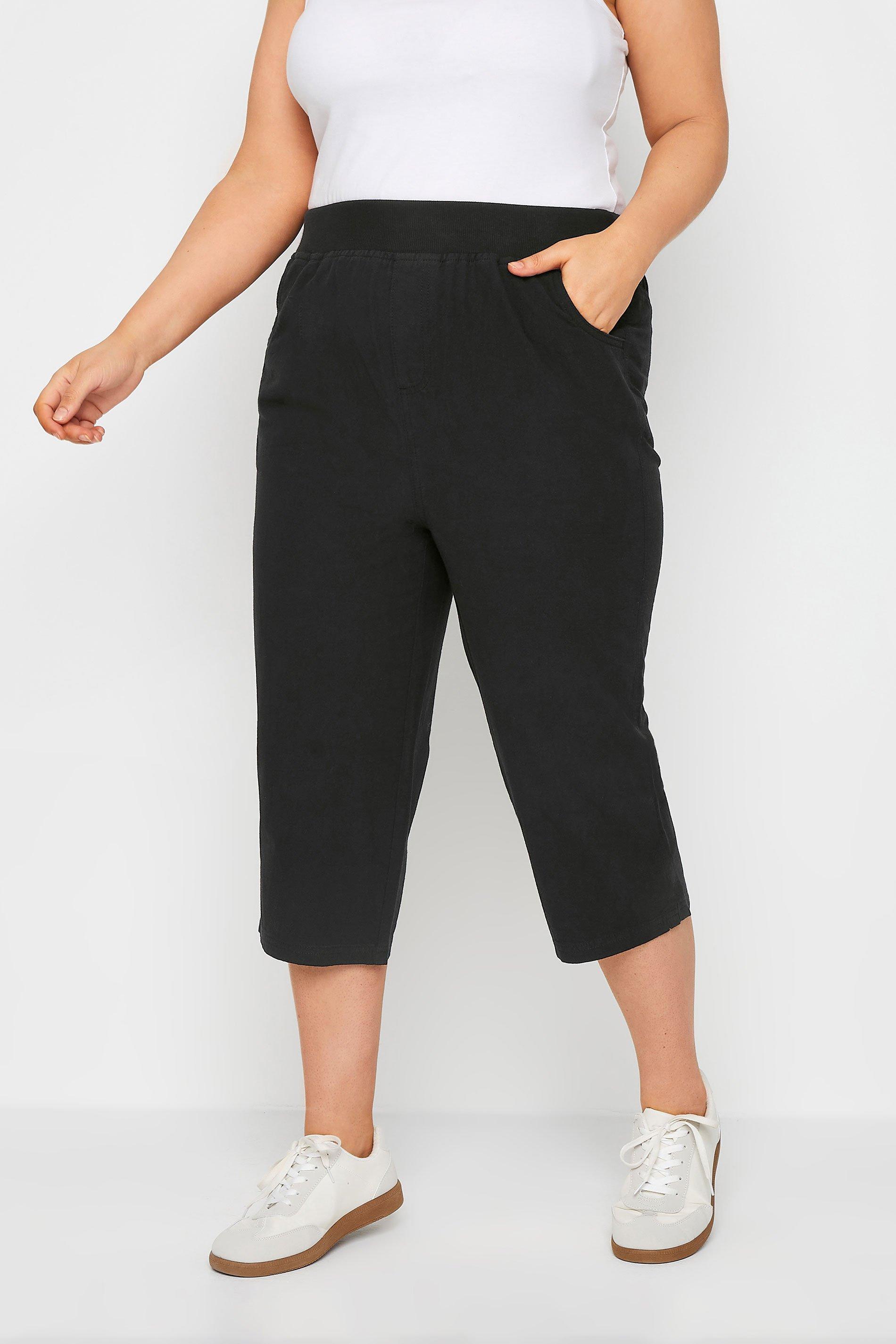 Elasticated Cool Cotton Cropped Trousers