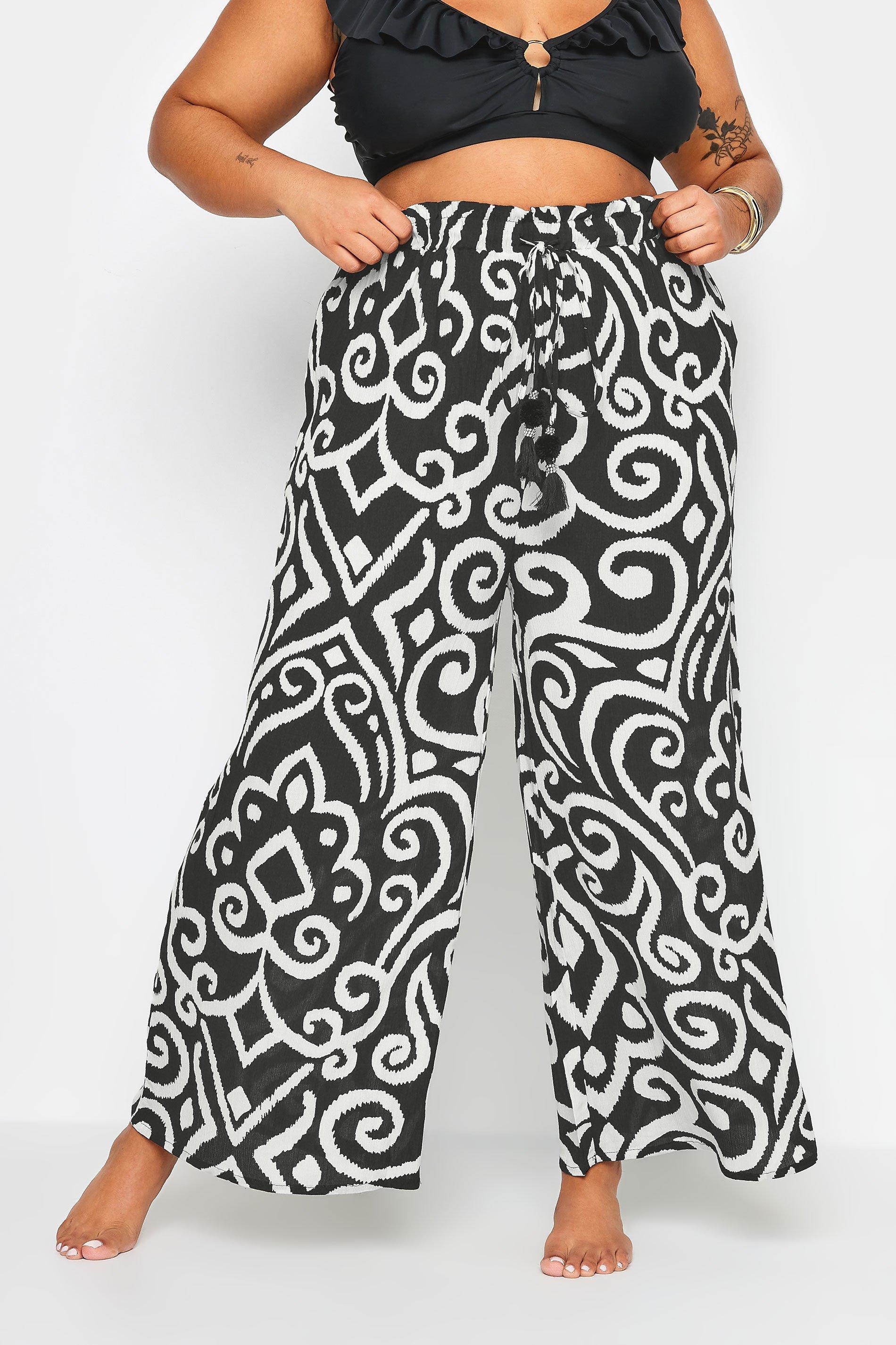 Abstract Print Crinkle Trousers