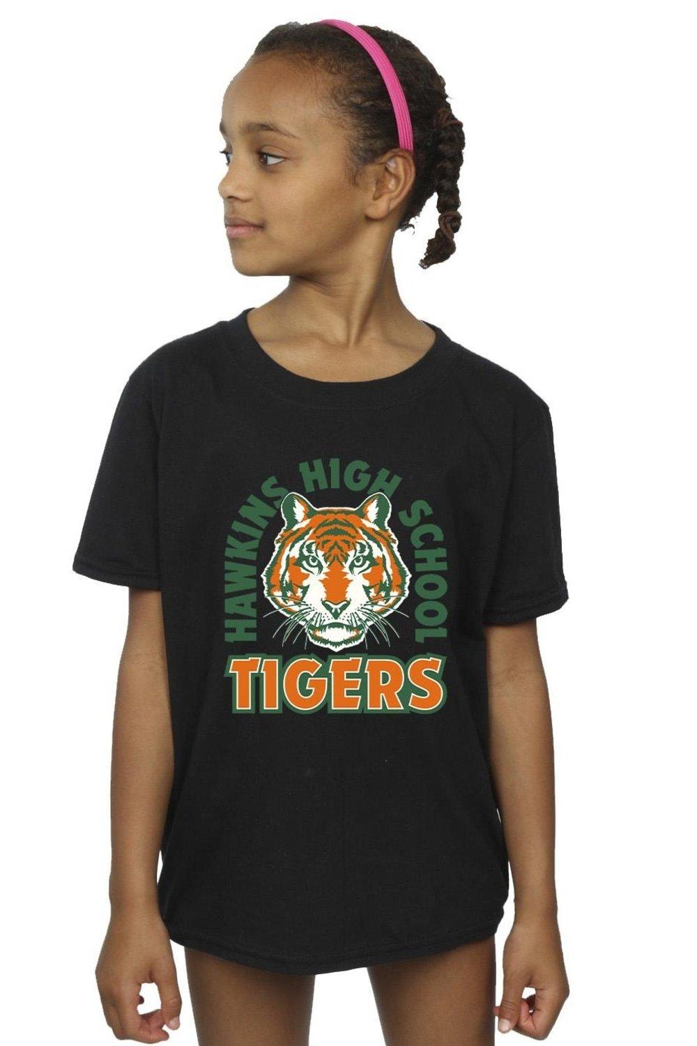 Stranger Things Hawkins Arch Tiger Cotton T-Shirt