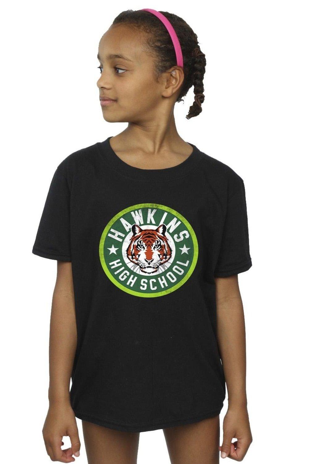 Stranger Things Hawkins Tiger Circle Cotton T-Shirt