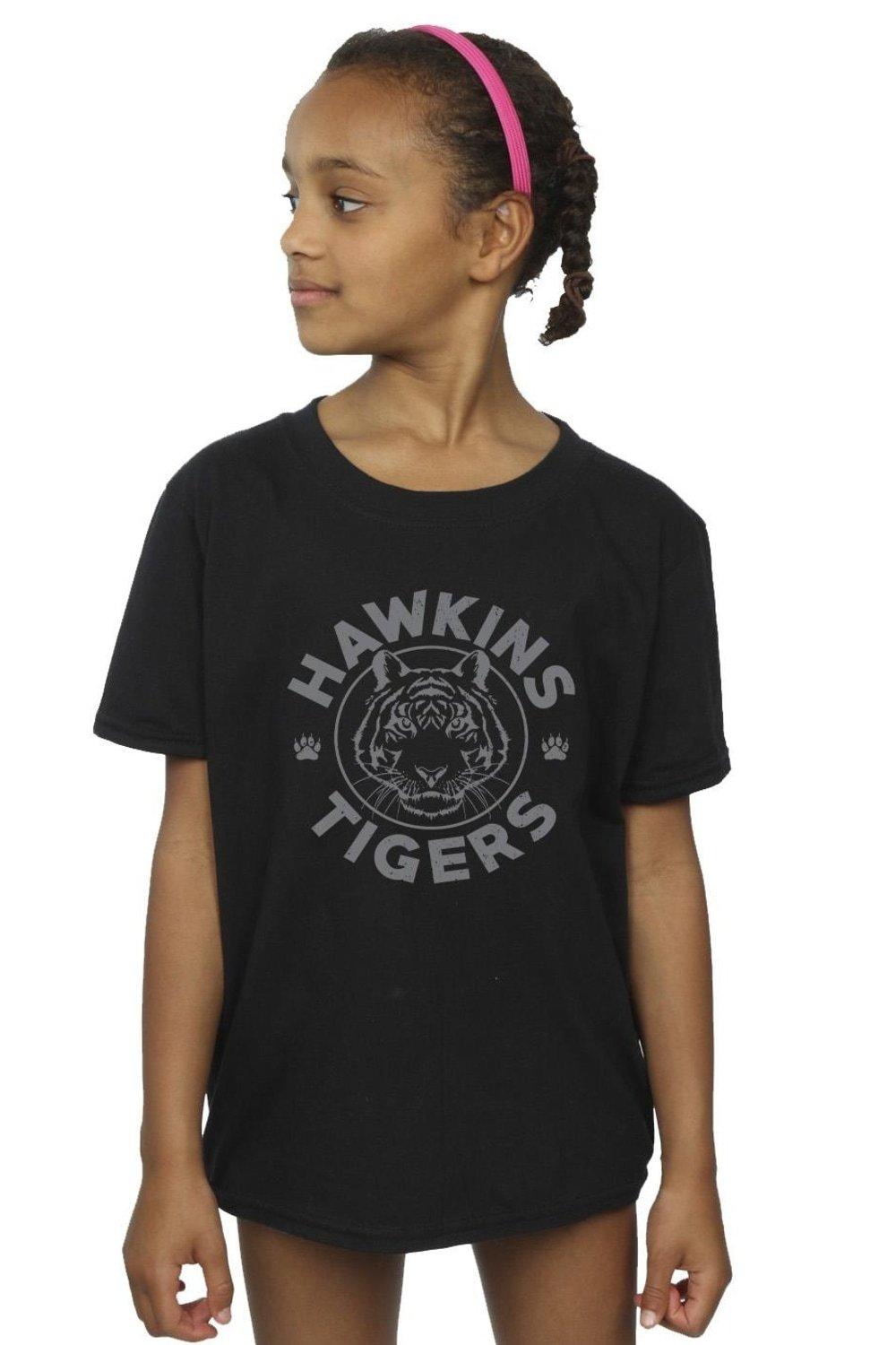 Stranger Things Hawkins Grey Tiger Cotton T-Shirt