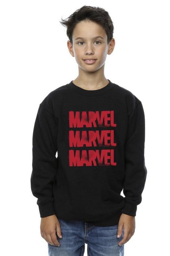 Marvel Red Spray Logos Sweatshirt 1