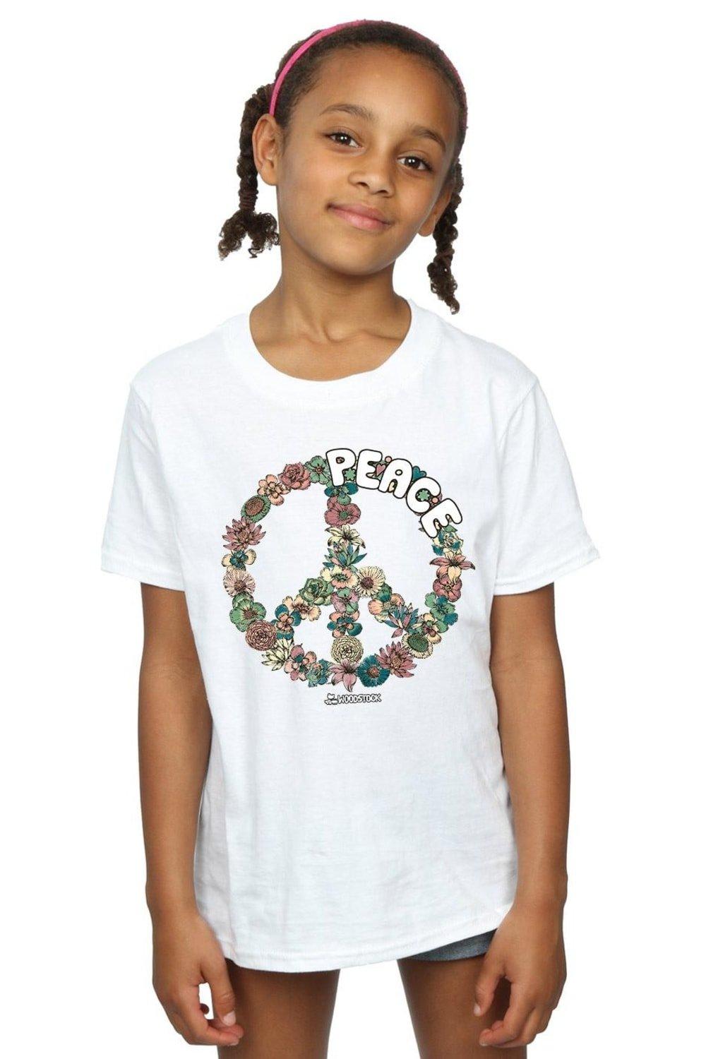 Floral Peace Cotton T-Shirt
