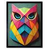 Artery8 Wall Art Print Geometric Rainbow Owl Picture Abstract Multi Coloured Art Framed thumbnail 1