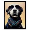 Artery8 Wall Art Print Fashion Trendy Black Labrador Dog Sunglasses Art Framed thumbnail 1