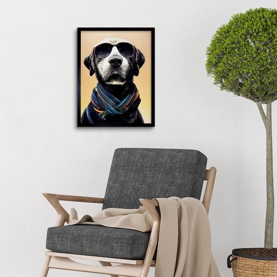 Artery8 Wall Art Print Fashion Trendy Black Labrador Dog Sunglasses Art Framed 2