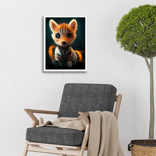 Artery8 Cute Fox Cub Striped Fur Cartoon Art Print Framed Poster Wall Decor 12x16 inch 2