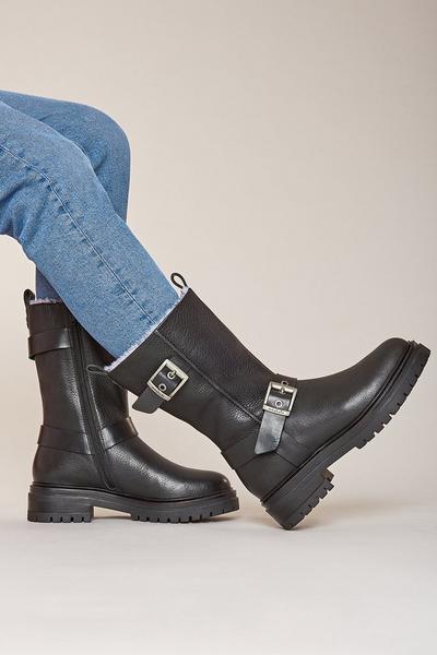 'Sherald'  Biker-style Mid-length Boots