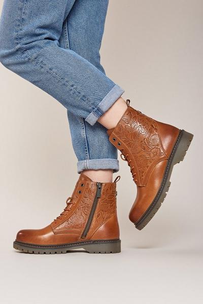 'Fiord 3' Embossed Lace-up Worker Boots