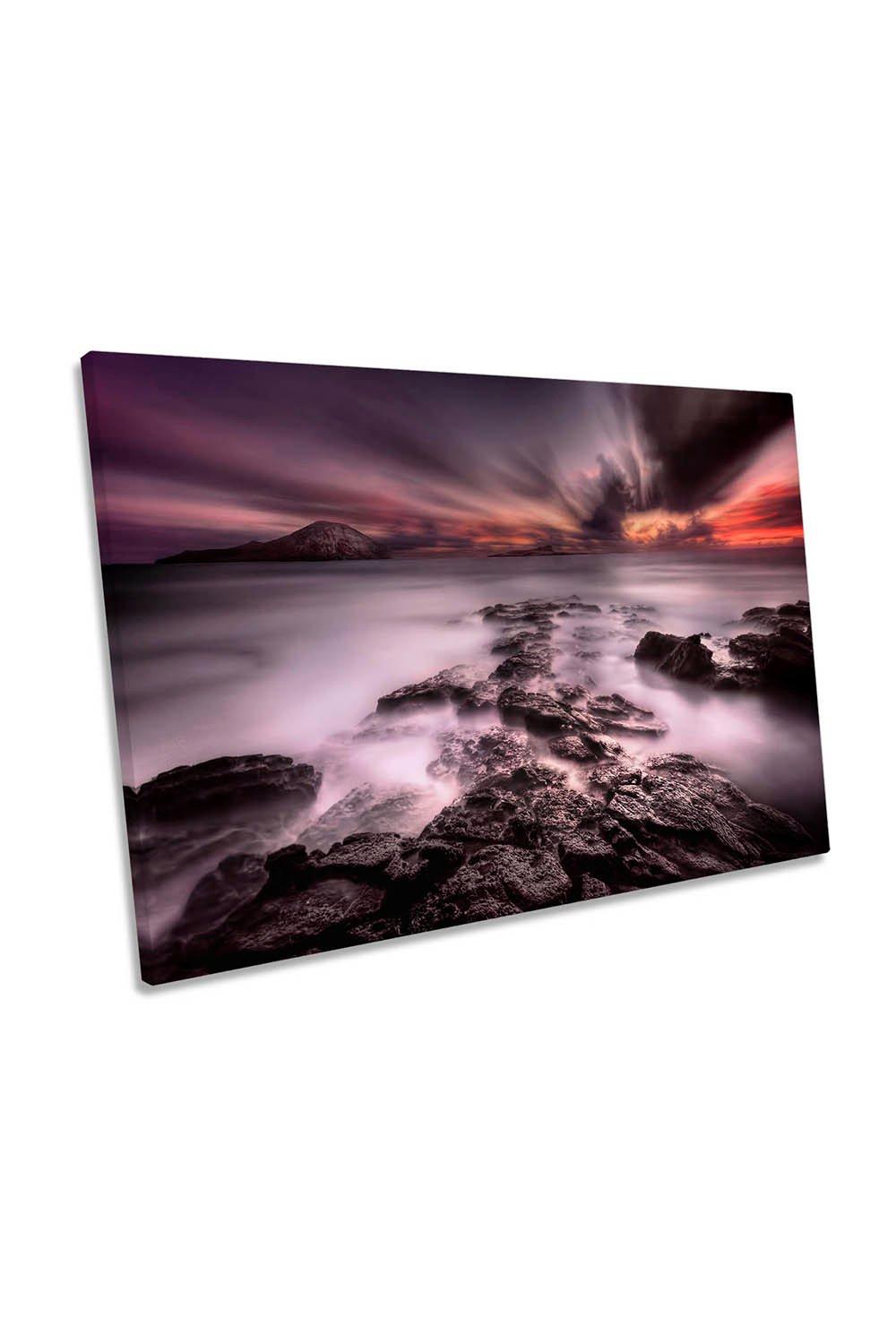 Light and Shadow Sunset Beach Canvas Wall Art Picture Print