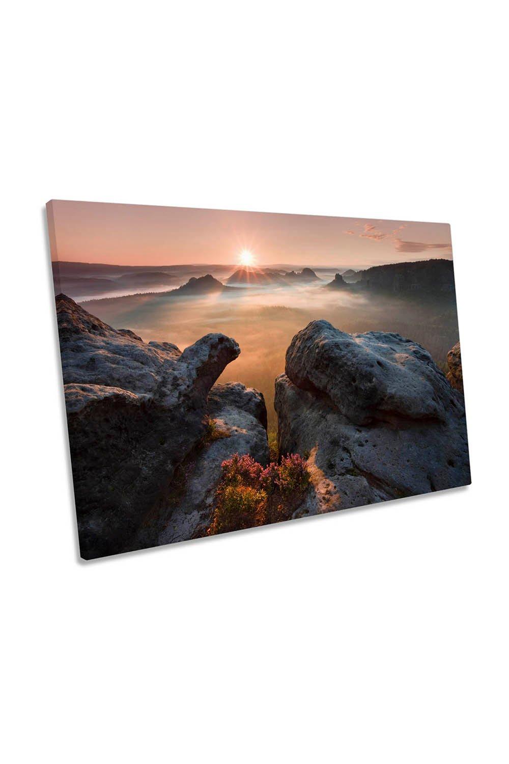 Sunrise on the Rocks Mountains Canvas Wall Art Picture Print