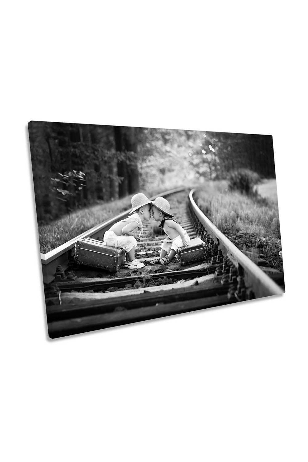 Brothers Love Friendship Railroad Canvas Wall Art Picture Print