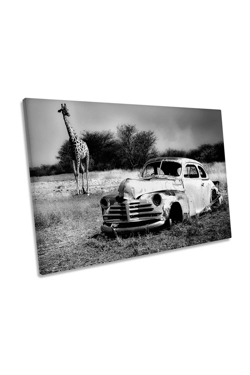 Acquaintance Car Wreck Giraffe Canvas Wall Art Picture Print