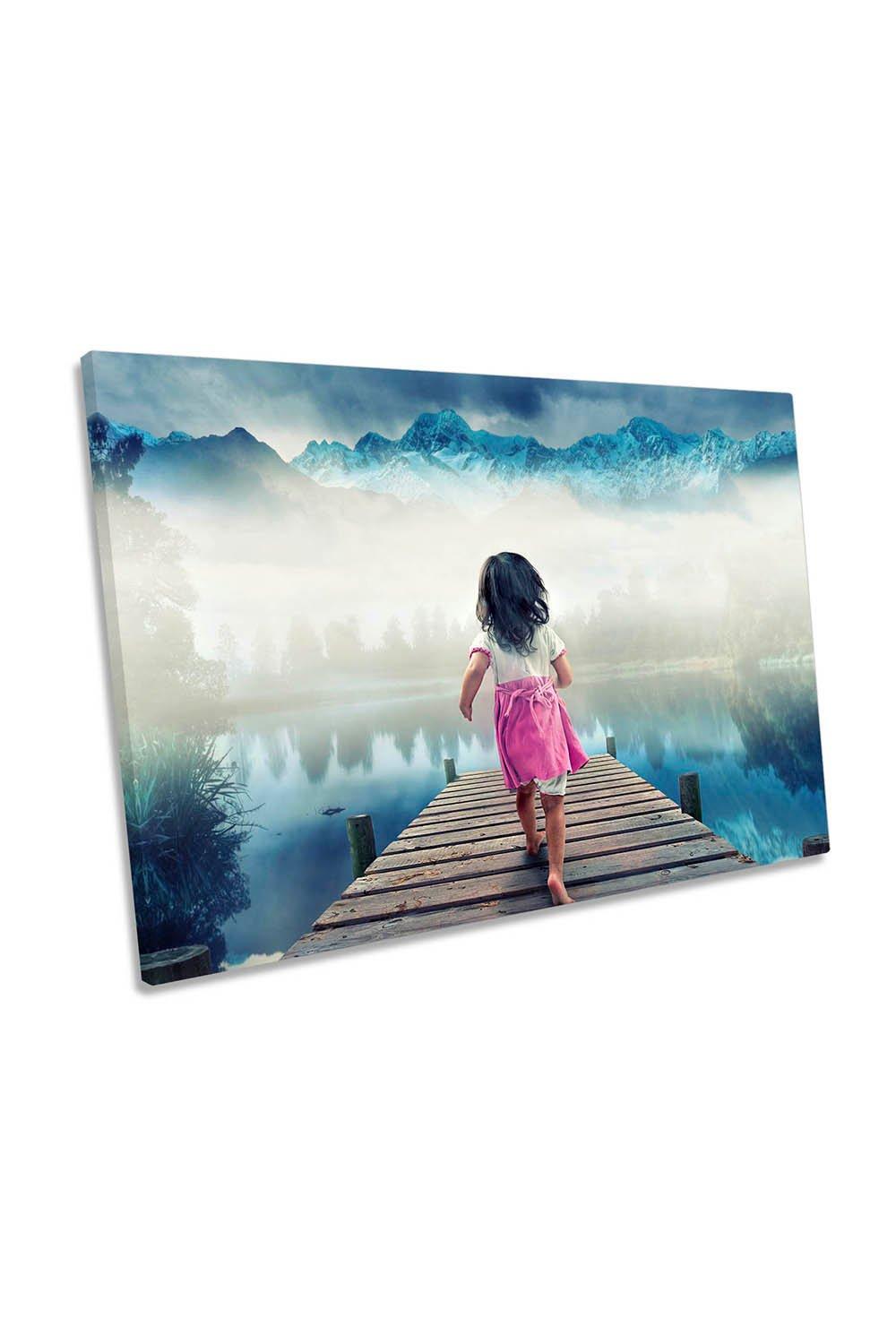 Runaway Pier Jetty Mountains Canvas Wall Art Picture Print