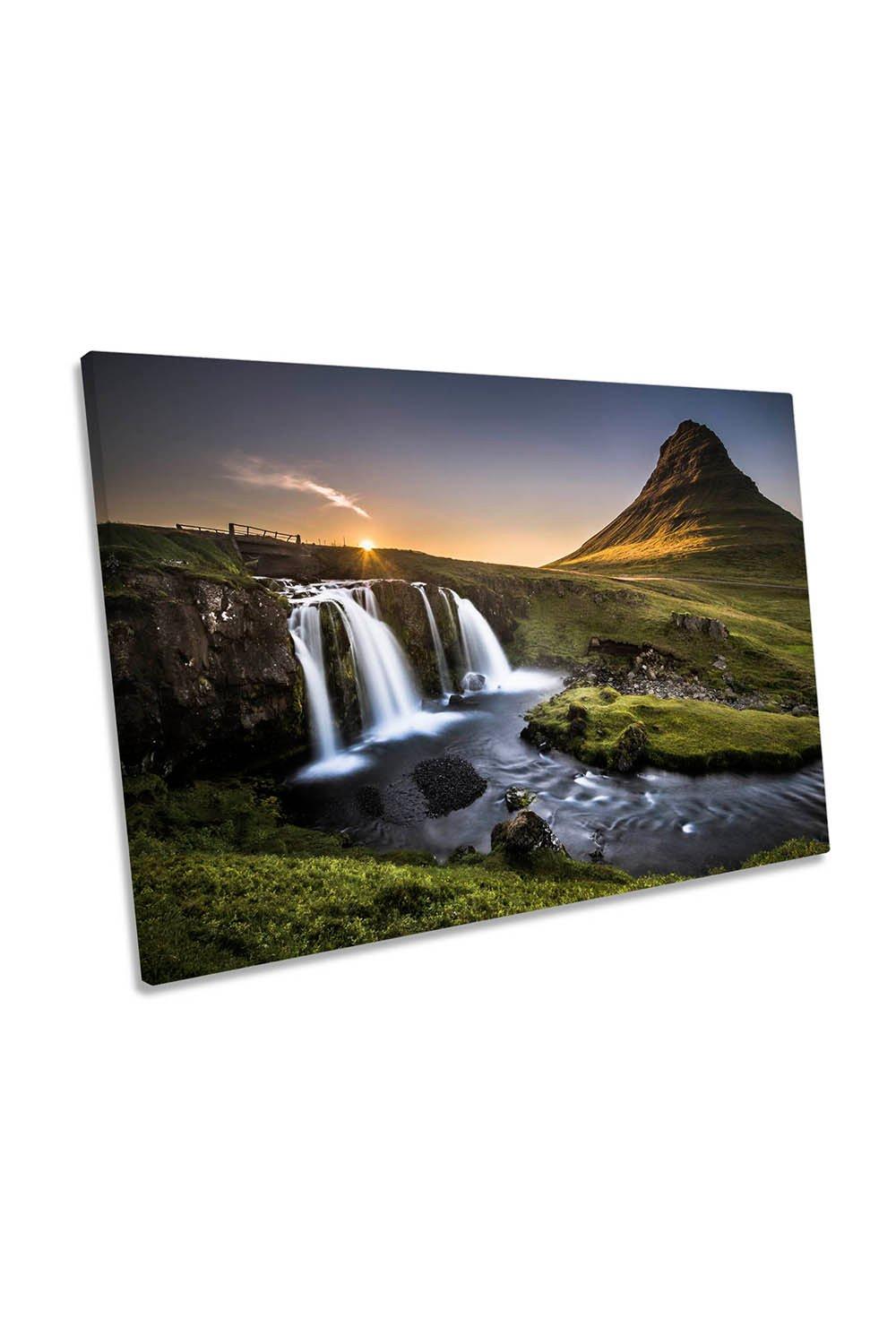 Fairy Tale Country Kirkjufell Waterfall Canvas Wall Art Picture Print