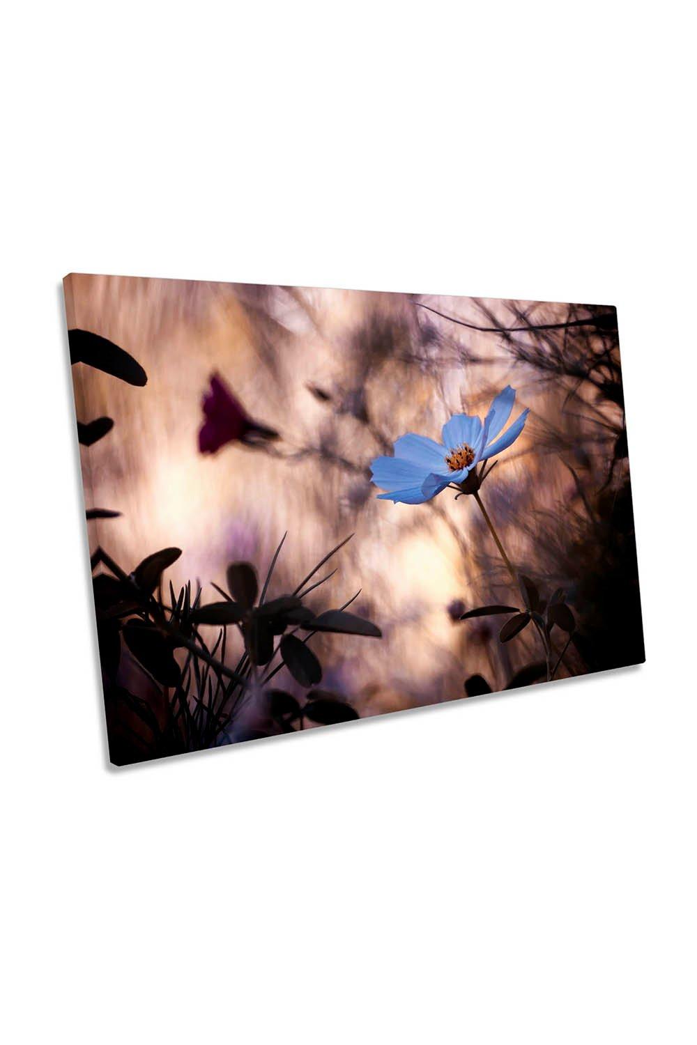 Blue Flower Garden Floral Canvas Wall Art Picture Print