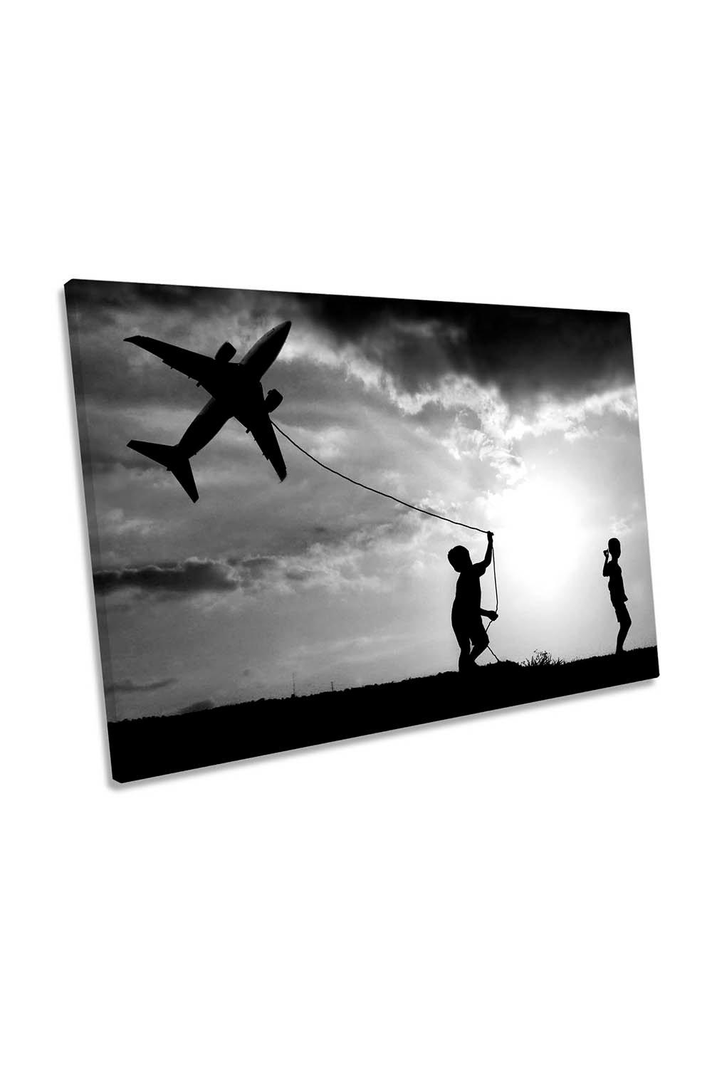 Fly My Plane Playing Canvas Wall Art Picture Print
