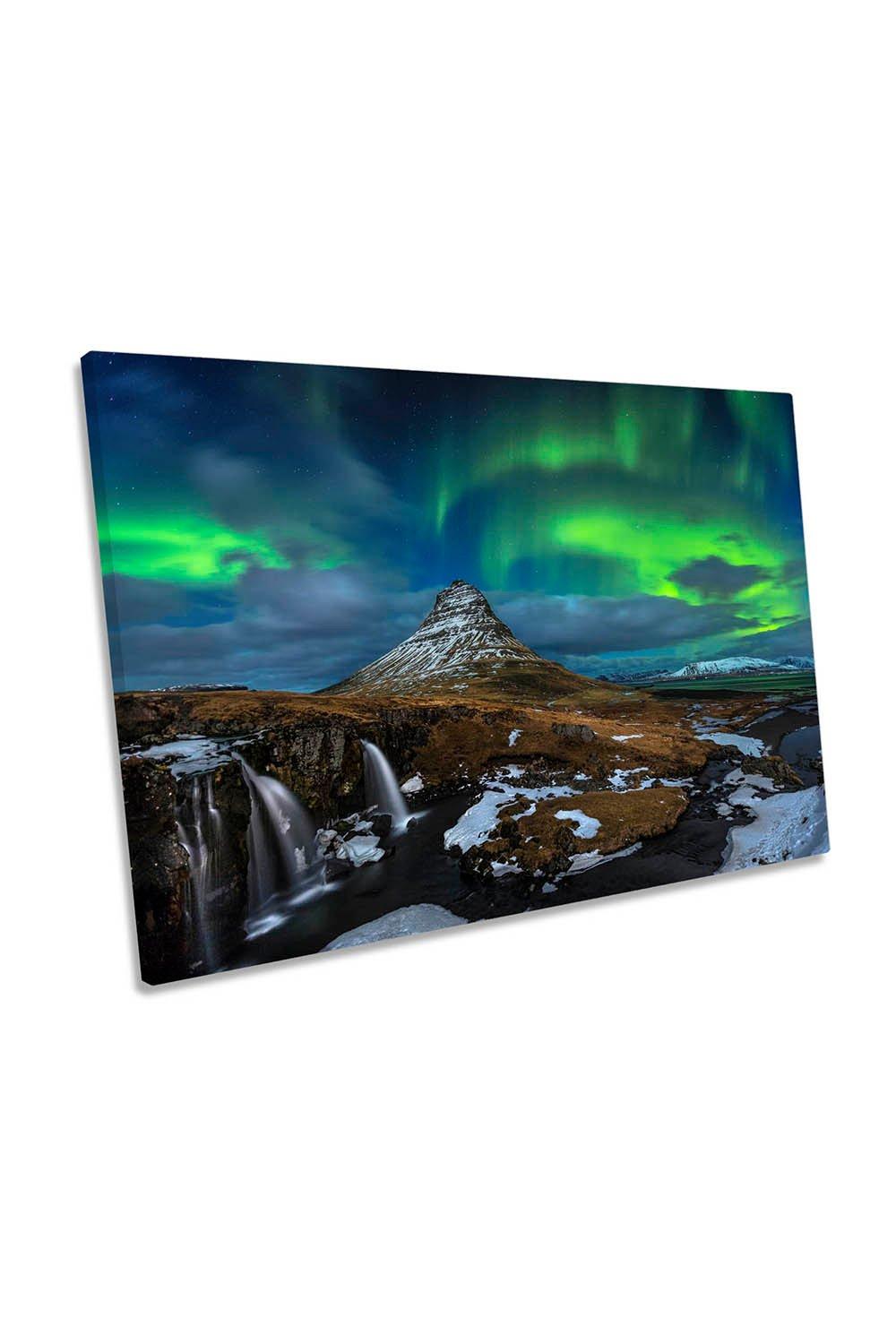 Magic Night Northern Lights Green Canvas Wall Art Picture Print
