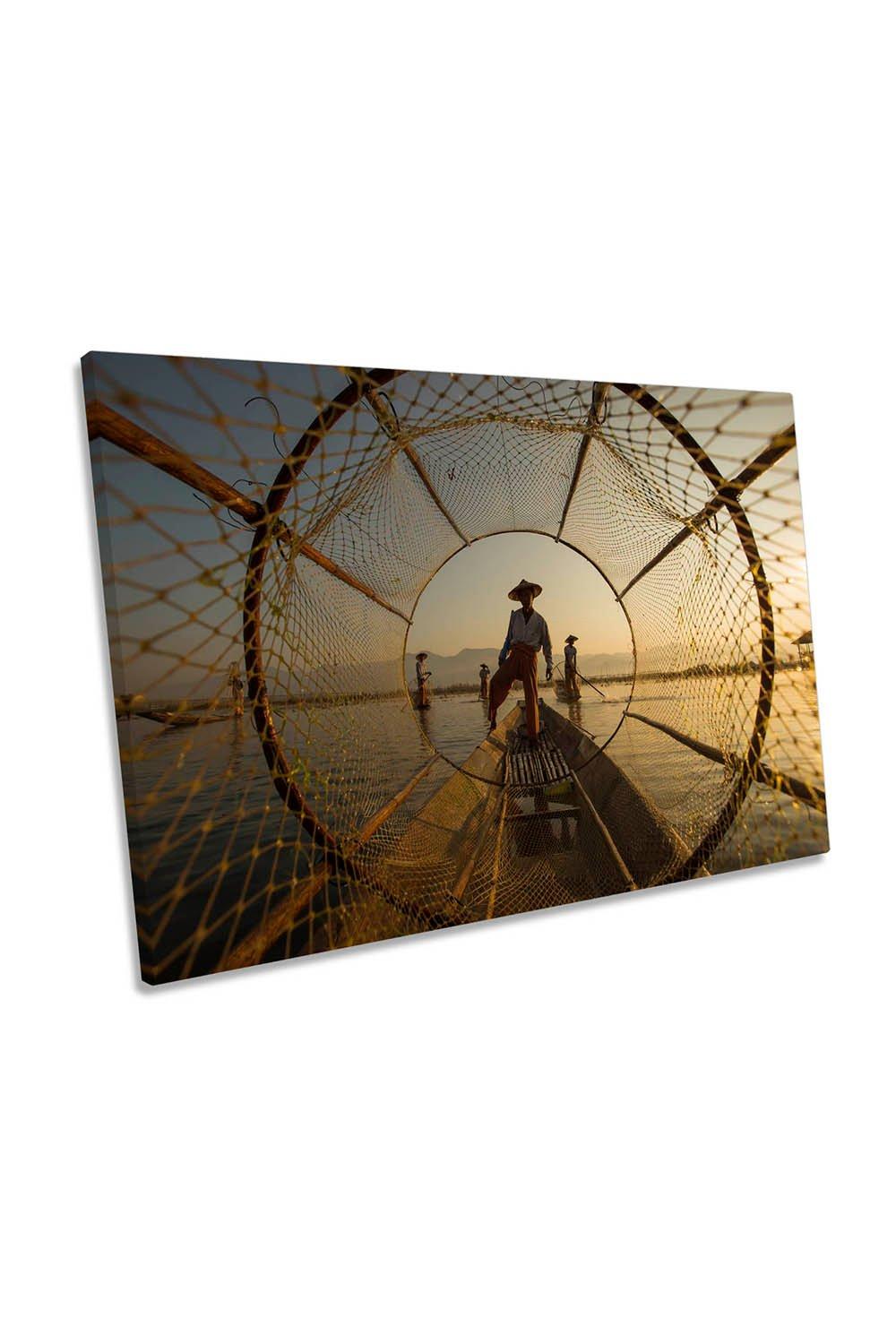 Inle Fisherman River Canvas Wall Art Picture Print