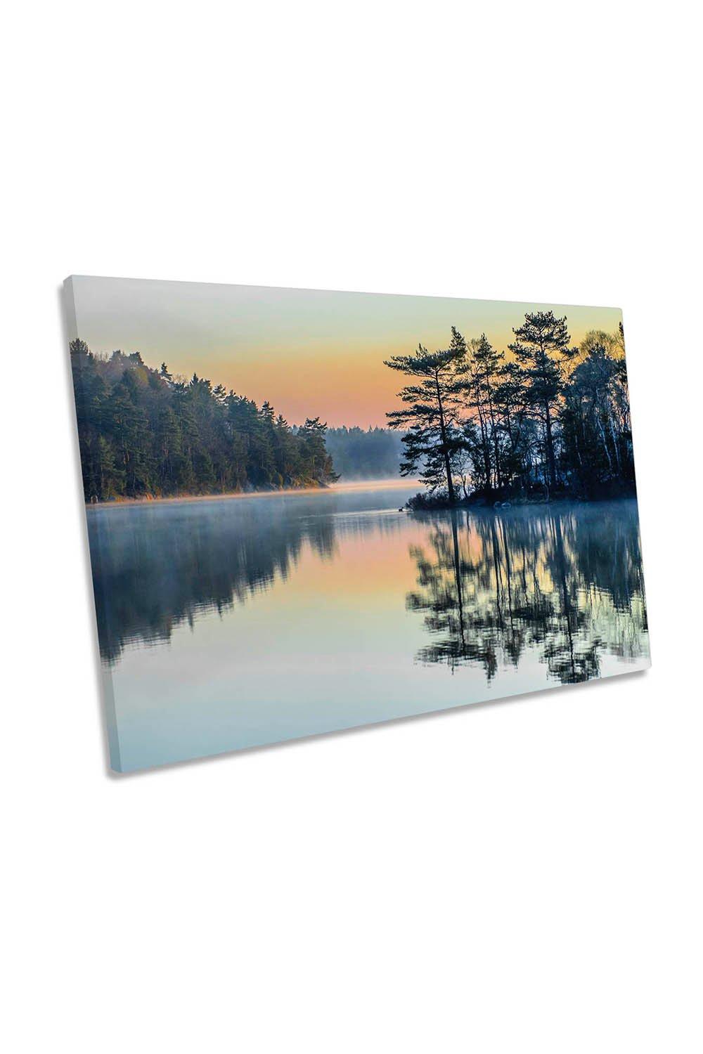 Before People Wake Lake Landscape Canvas Wall Art Picture Print