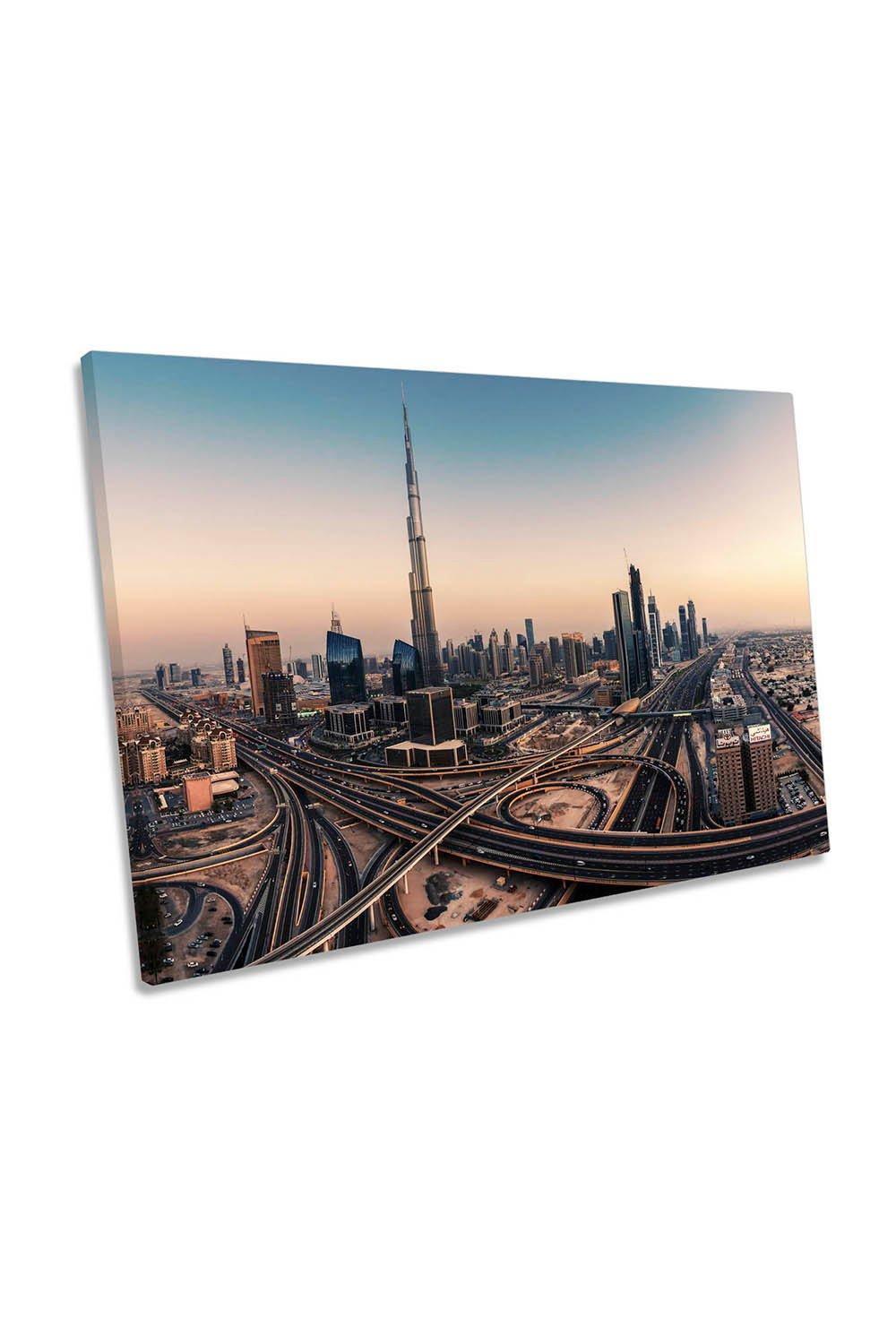 Dubai Skyline City Sunset Canvas Wall Art Picture Print