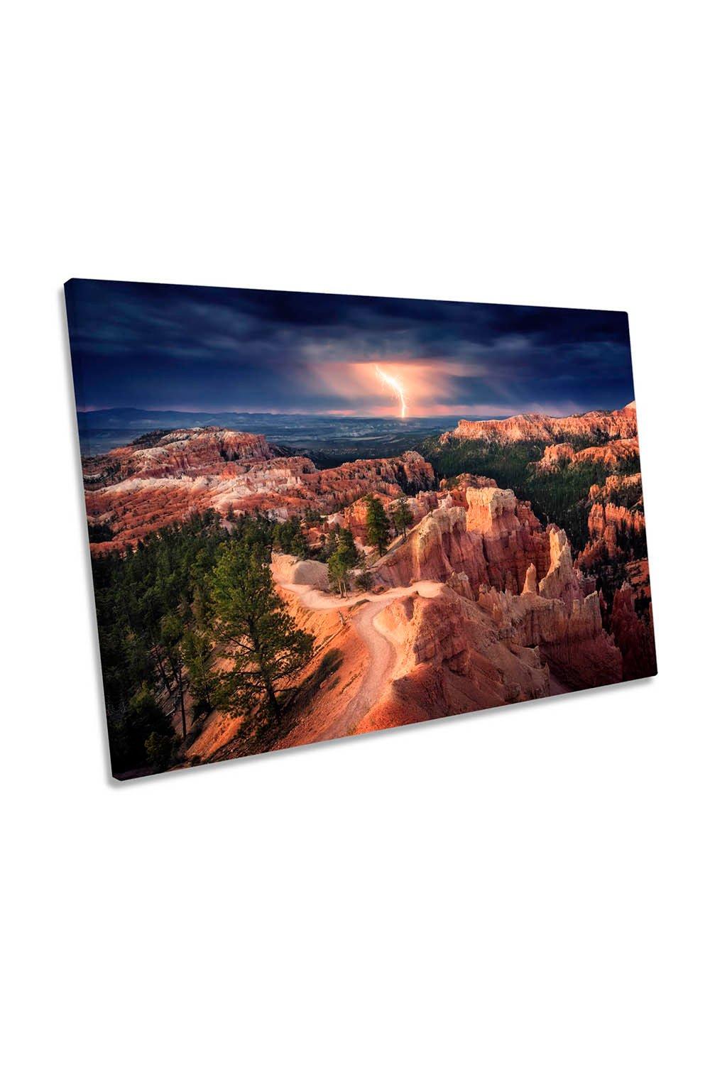 Lightning Bryce Canyon Landscape Canvas Wall Art Picture Print