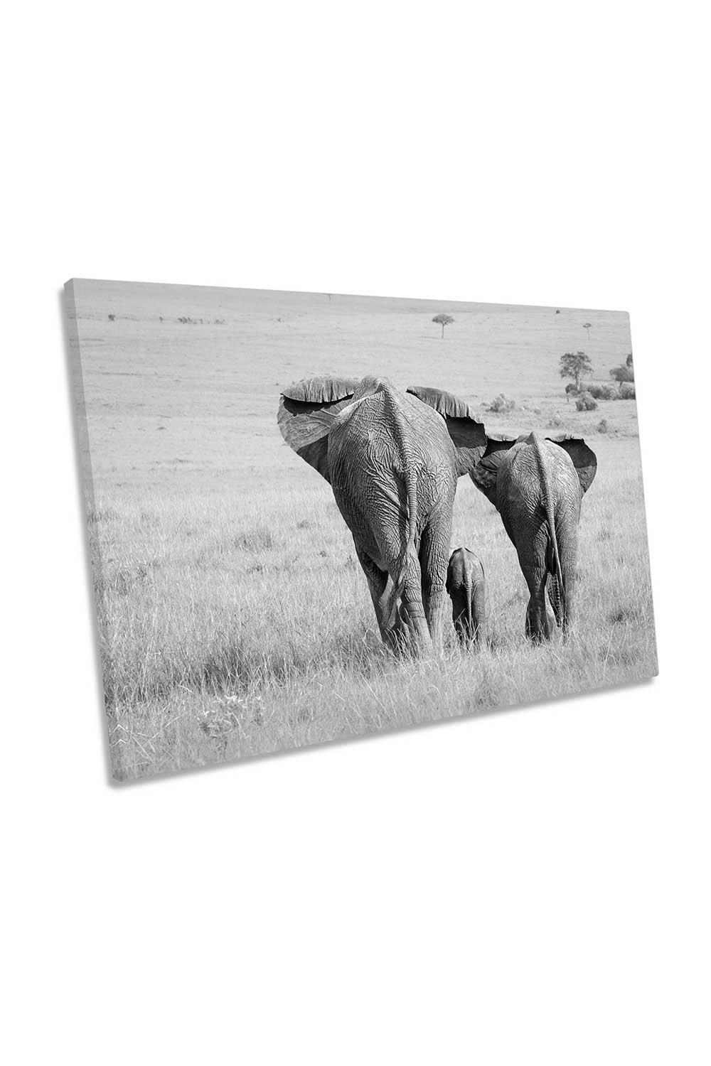 Three Butts Elephant Family Canvas Wall Art Picture Print