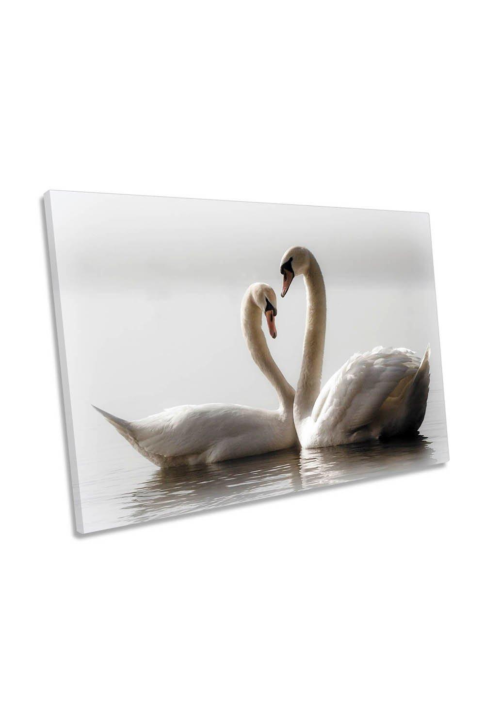 Forever Love Swans Lake Canvas Wall Art Picture Print