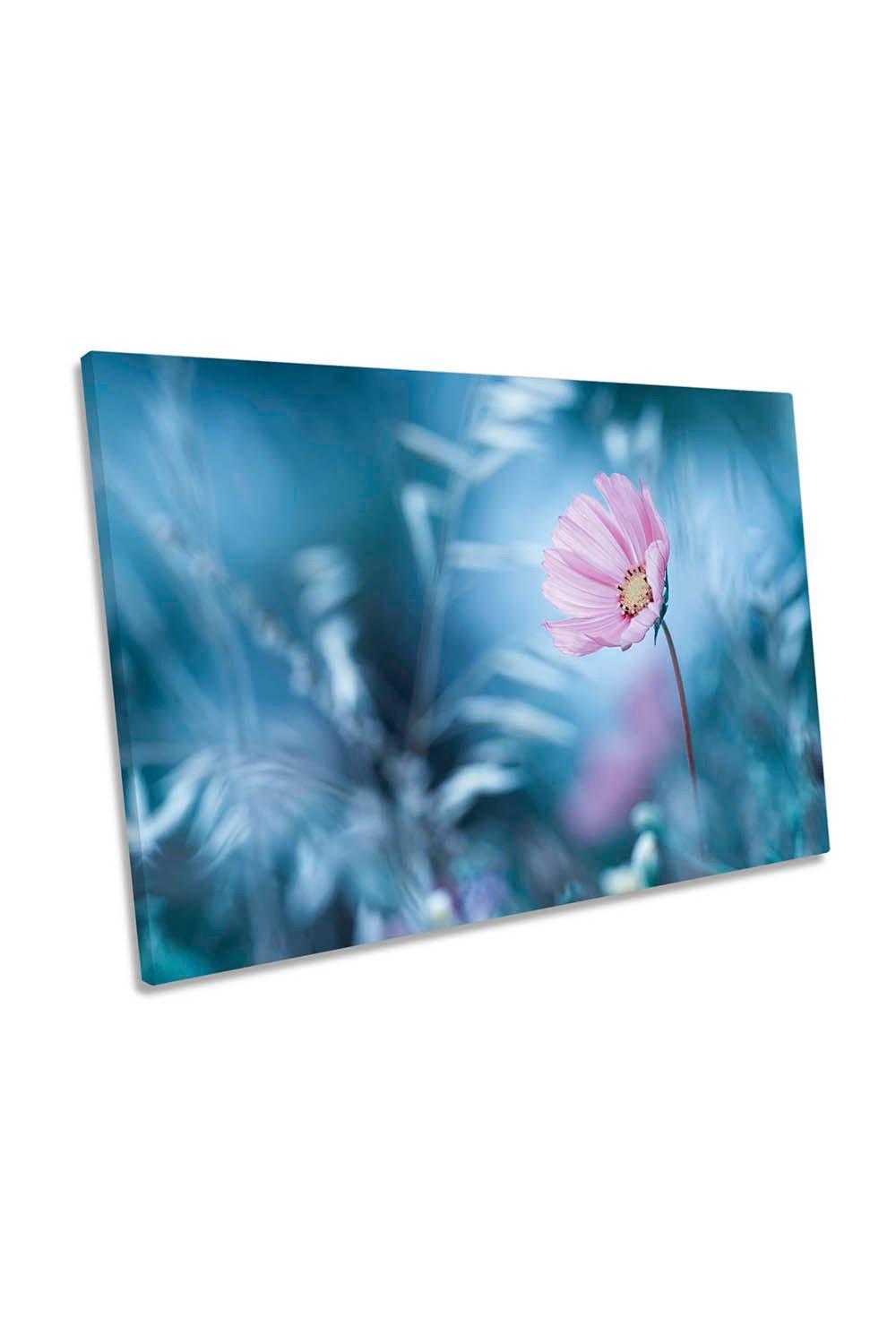 Flower Dreamland Floral Blue Canvas Wall Art Picture Print