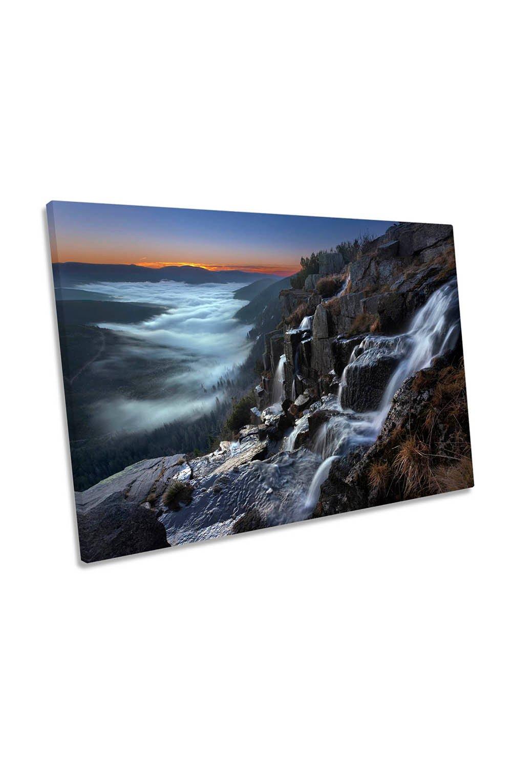 Until Dawn Waterfall Mountain Canvas Wall Art Picture Print