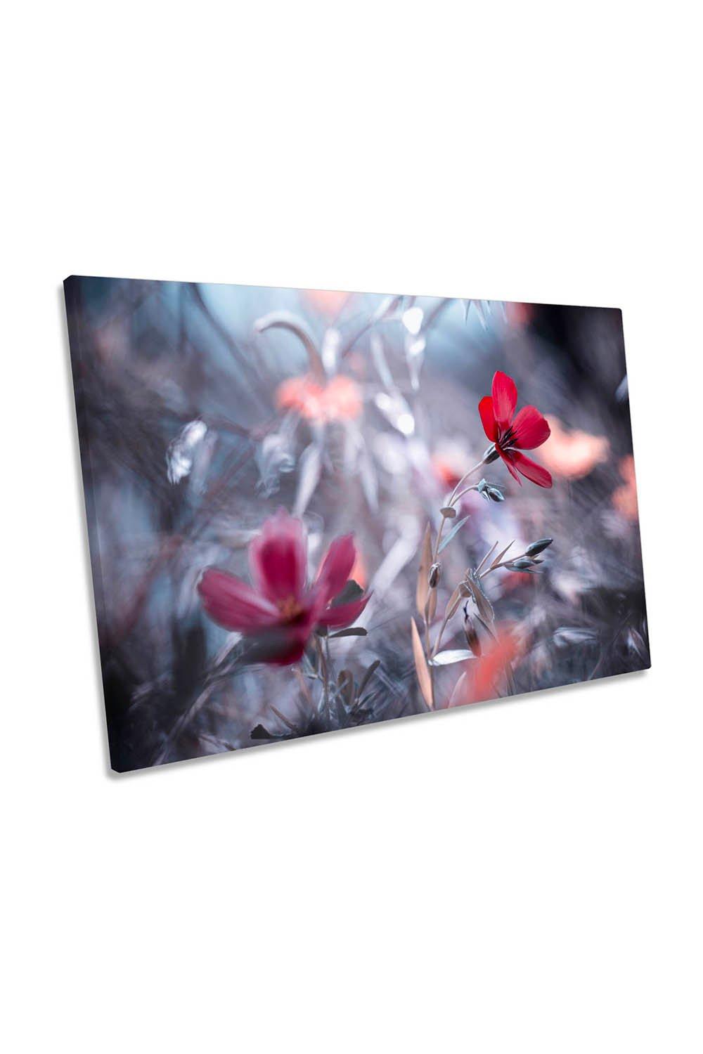 Red Flowers Modern Floral Canvas Wall Art Picture Print