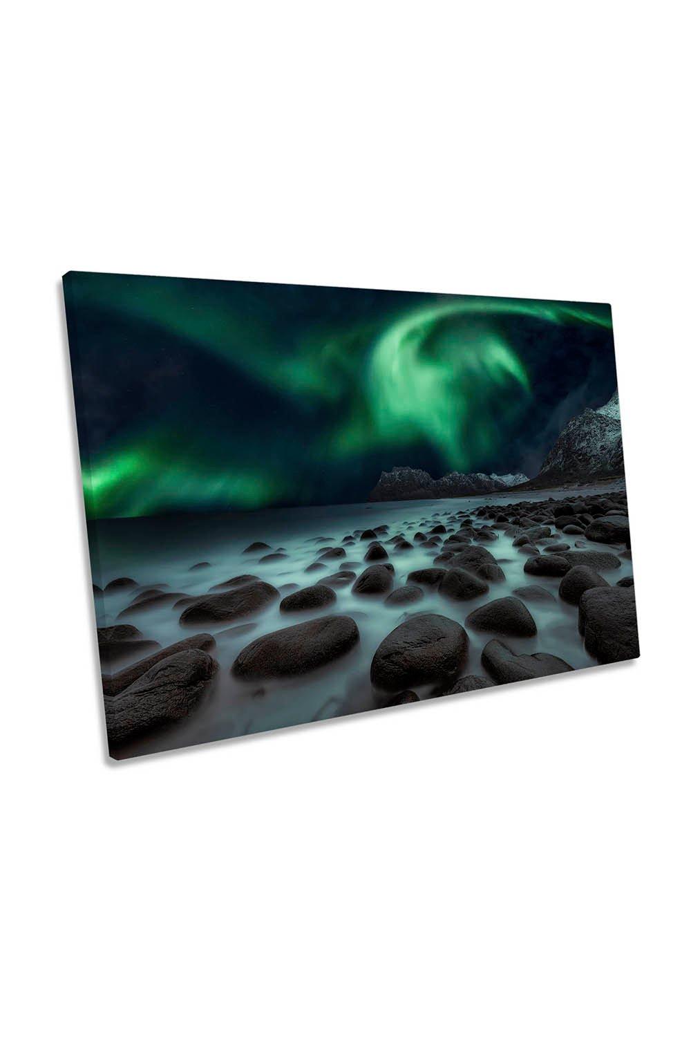 Dragon's Fly Northern Lights Green Canvas Wall Art Picture Print