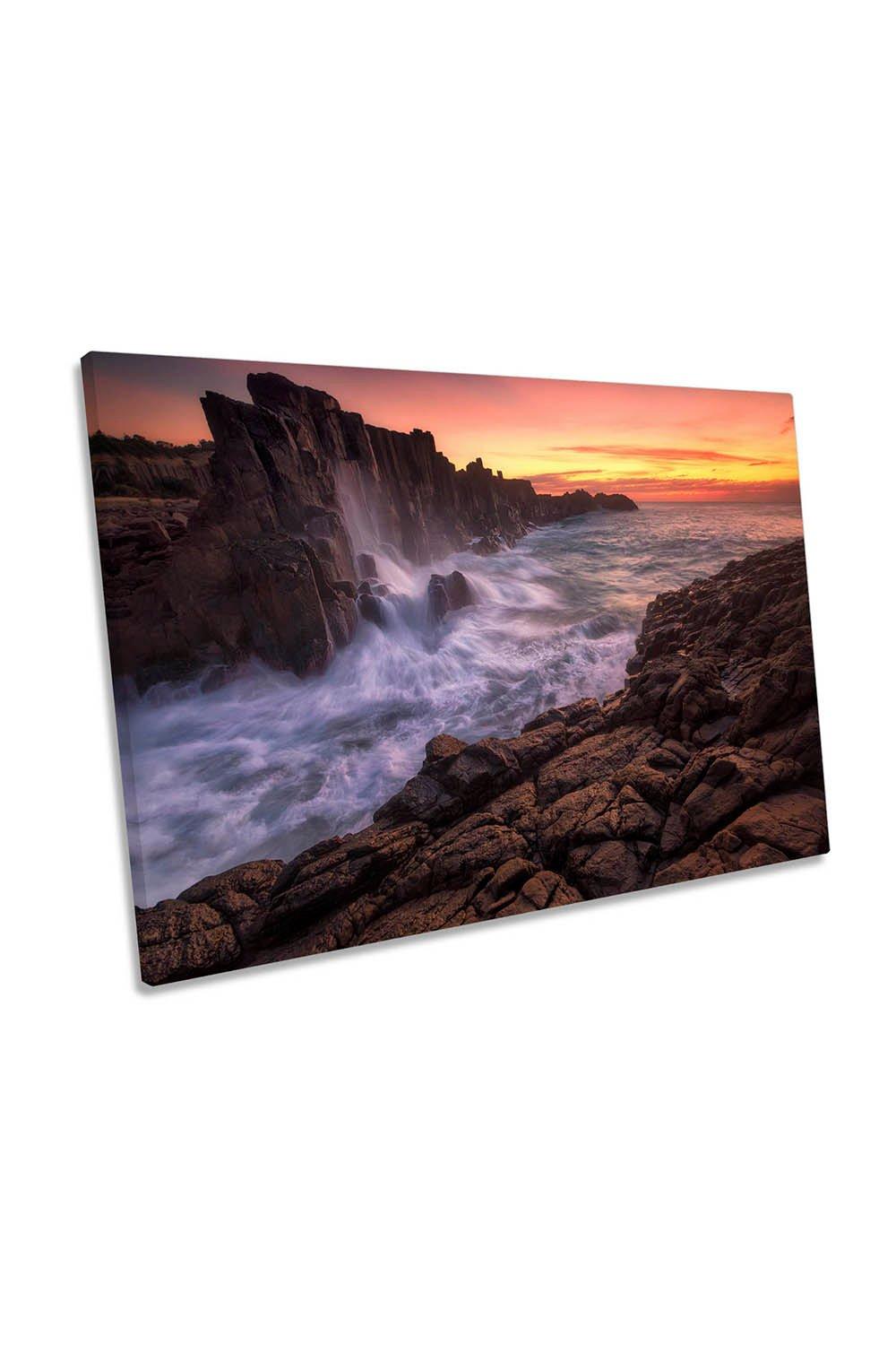 Wall by the Sea Sunset Seascape Canvas Wall Art Picture Print