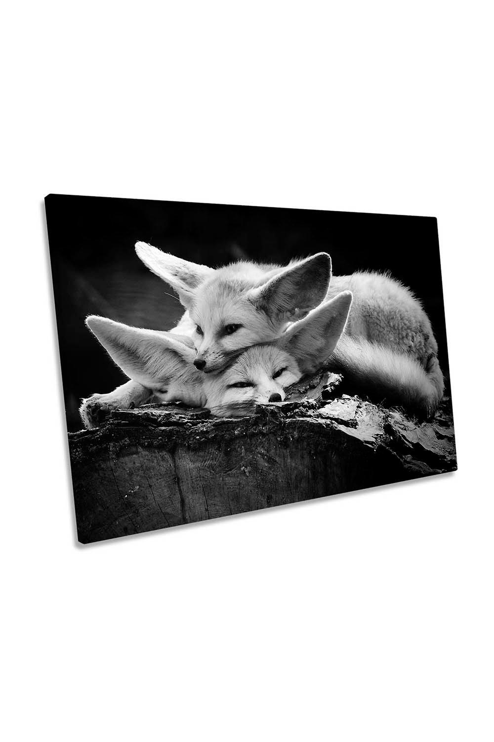 The Happy Couple Fox Friends Canvas Wall Art Picture Print